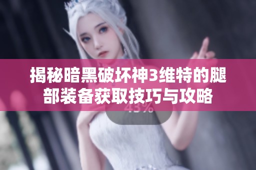 揭秘暗黑破坏神3维特的腿部装备获取技巧与攻略