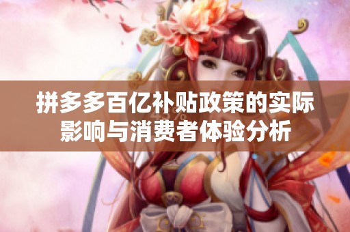 拼多多百亿补贴政策的实际影响与消费者体验分析