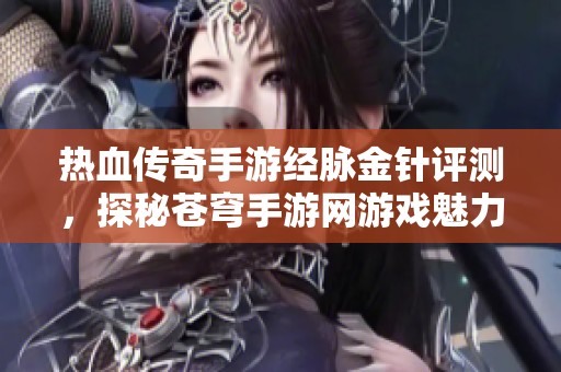 热血传奇手游经脉金针评测，探秘苍穹手游网游戏魅力
