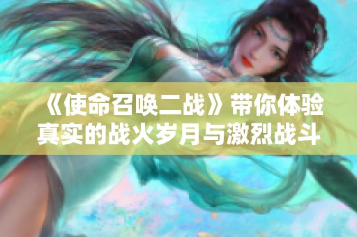 《使命召唤二战》带你体验真实的战火岁月与激烈战斗
