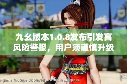 九幺版本1.0.8发布引发高风险警报，用户须谨慎升级