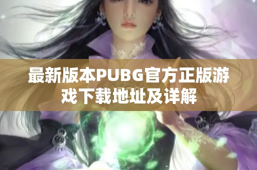 最新版本PUBG官方正版游戏下载地址及详解