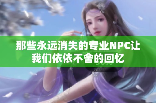 那些永远消失的专业NPC让我们依依不舍的回忆