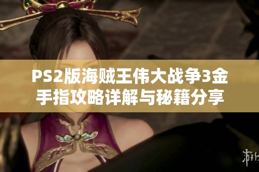 PS2版海贼王伟大战争3金手指攻略详解与秘籍分享