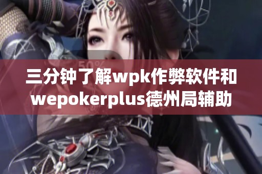 三分钟了解wpk作弊软件和wepokerplus德州局辅助玩家使用教程