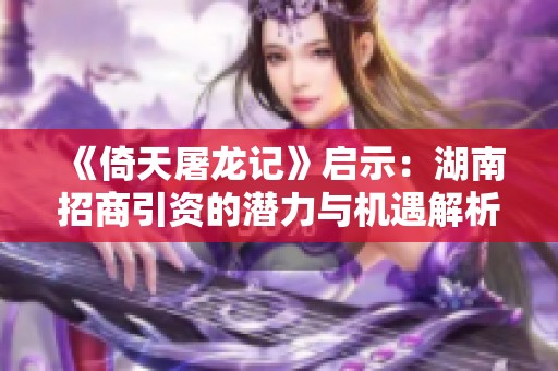 《倚天屠龙记》启示：湖南招商引资的潜力与机遇解析
