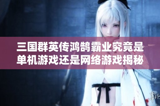 三国群英传鸿鹄霸业究竟是单机游戏还是网络游戏揭秘