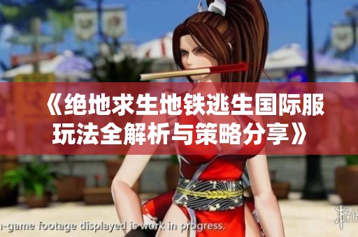 《绝地求生地铁逃生国际服玩法全解析与策略分享》