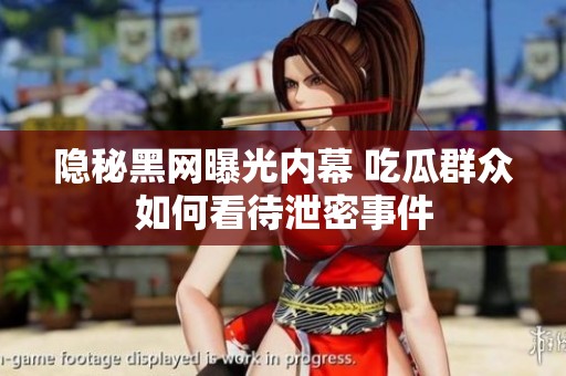 隐秘黑网曝光内幕 吃瓜群众如何看待泄密事件