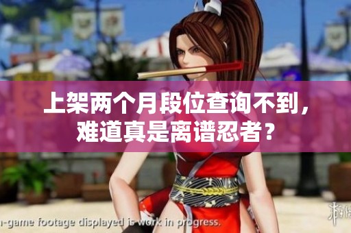 上架两个月段位查询不到，难道真是离谱忍者？