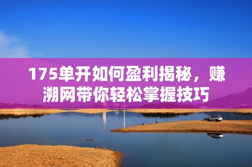 175单开如何盈利揭秘，赚溯网带你轻松掌握技巧