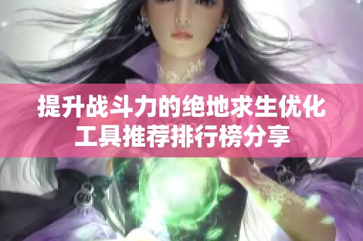 提升战斗力的绝地求生优化工具推荐排行榜分享
