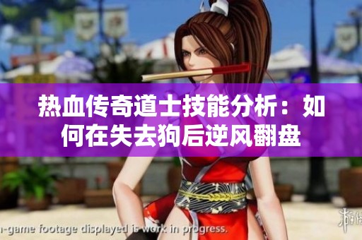 热血传奇道士技能分析：如何在失去狗后逆风翻盘