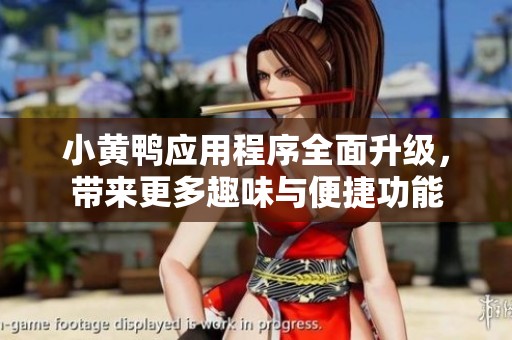 小黄鸭应用程序全面升级，带来更多趣味与便捷功能
