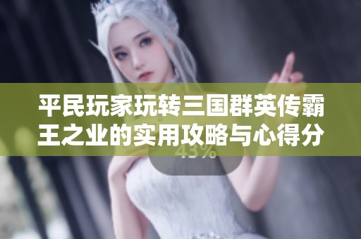平民玩家玩转三国群英传霸王之业的实用攻略与心得分享