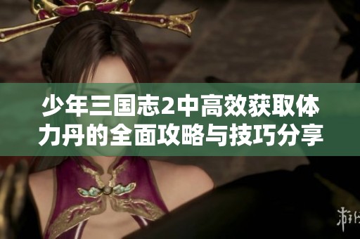 少年三国志2中高效获取体力丹的全面攻略与技巧分享