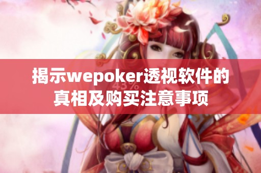 揭示wepoker透视软件的真相及购买注意事项