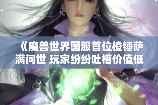 《魔兽世界国服首位橙锤萨满问世 玩家纷纷吐槽价值低》